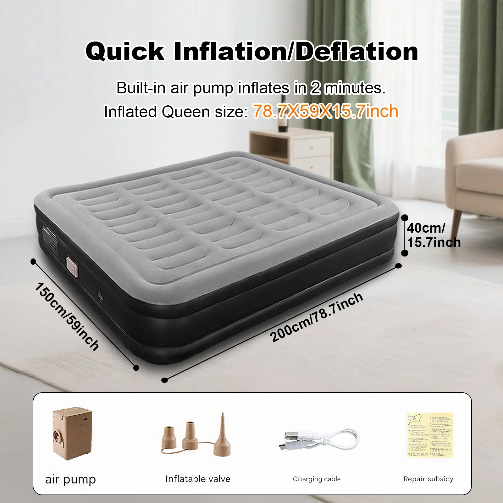 Comfortable 1-2 Person PVC Automatic Inflatable Mattress - Image 7