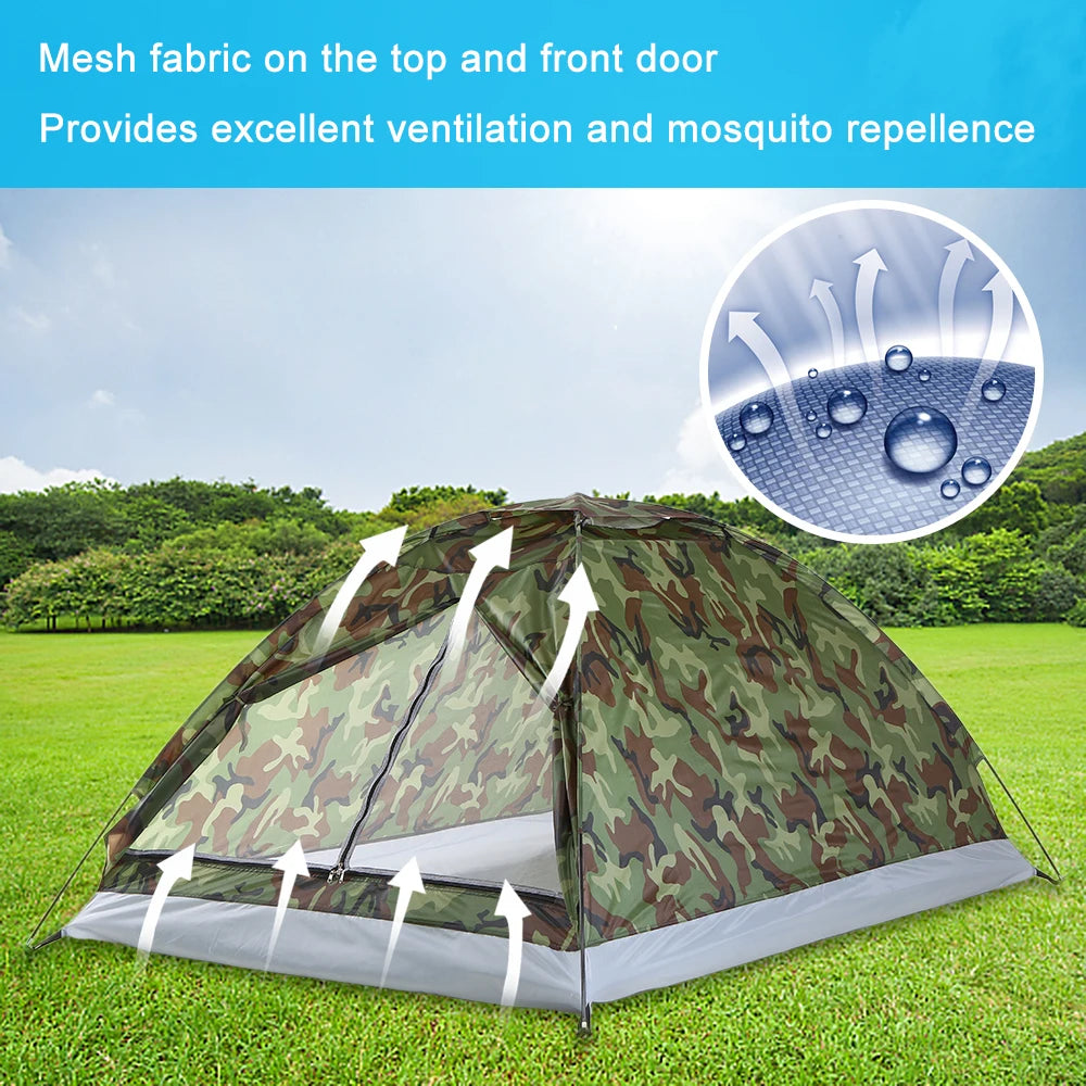 Portable Camouflage Camping Tent – Waterproof & Windproof for Outdoor Adventures - Image 3