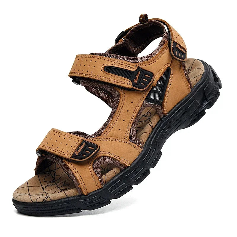 Genuine Leather Men's Sandals – High-Quality Summer Footwear for Leisure & Hiking