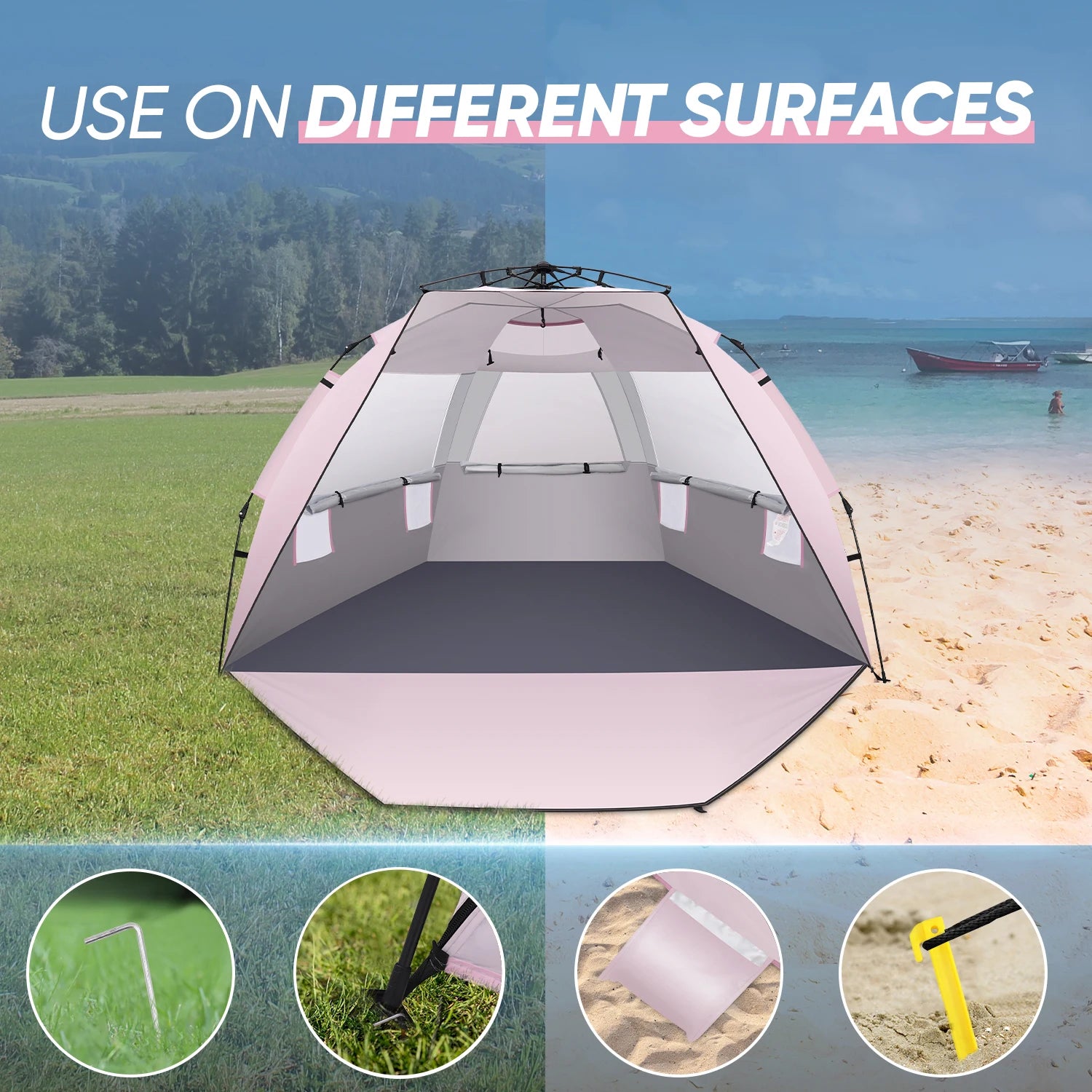 Beach Tent Sun Shelter – Portable Shade Canopy for Family Fun - Image 3