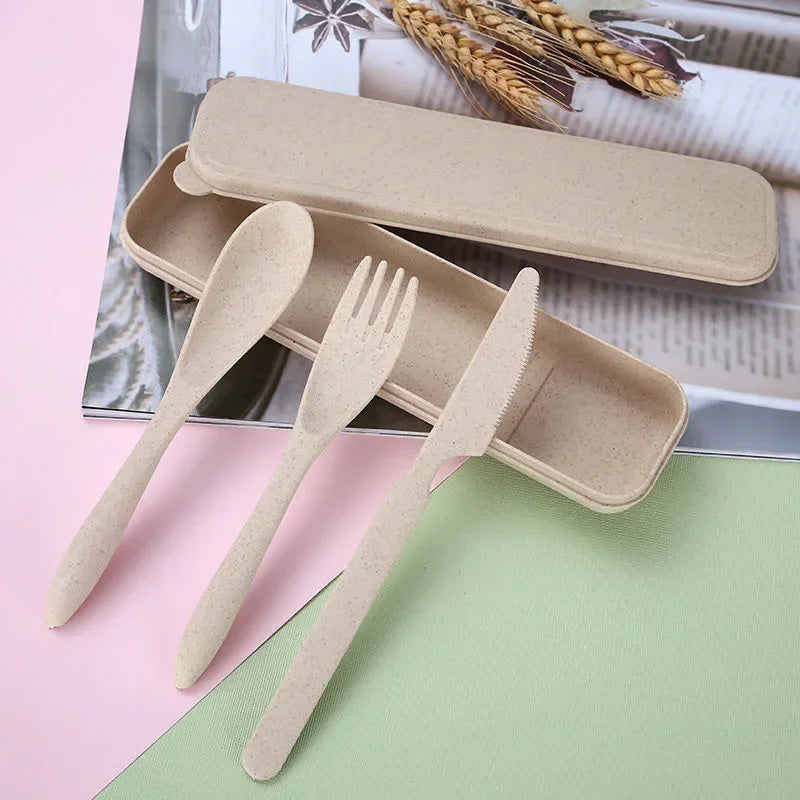 Colorful Wheat Straw Cutlery Set – Eco-Friendly Tableware for Every Occasion - Image 2