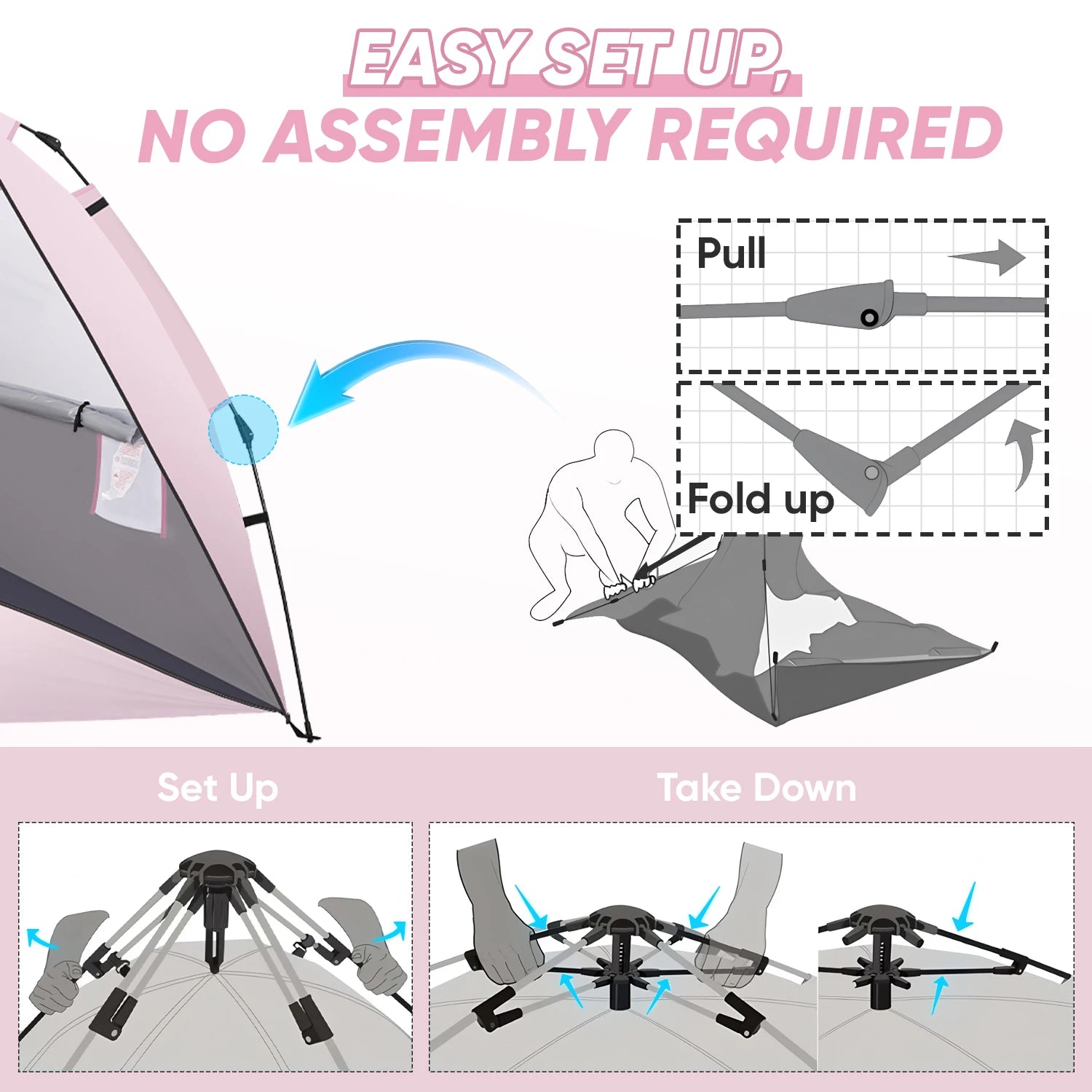 Beach Tent Sun Shelter – Portable Shade Canopy for Family Fun - Image 5