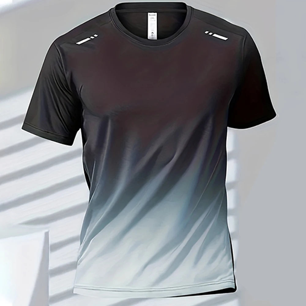 Men's Quick-Drying Gradient Sports T-Shirts – Perfect for Fitness & Outdoor Activities - Image 3