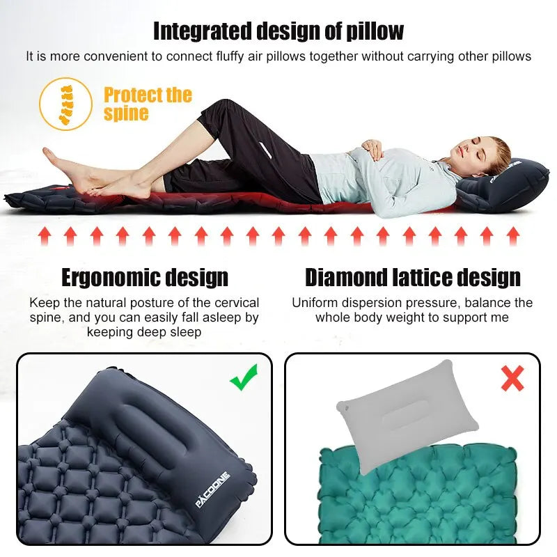 Outdoor Camping Inflatable Mattress – Ultralight Air Mat with Built-In Pump - Image 4