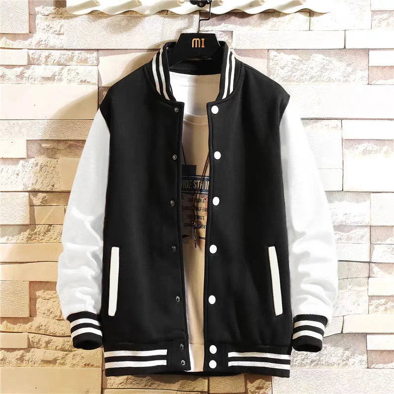 Black Gray White Solid Color Oversize Jacket – Unisex Street Style