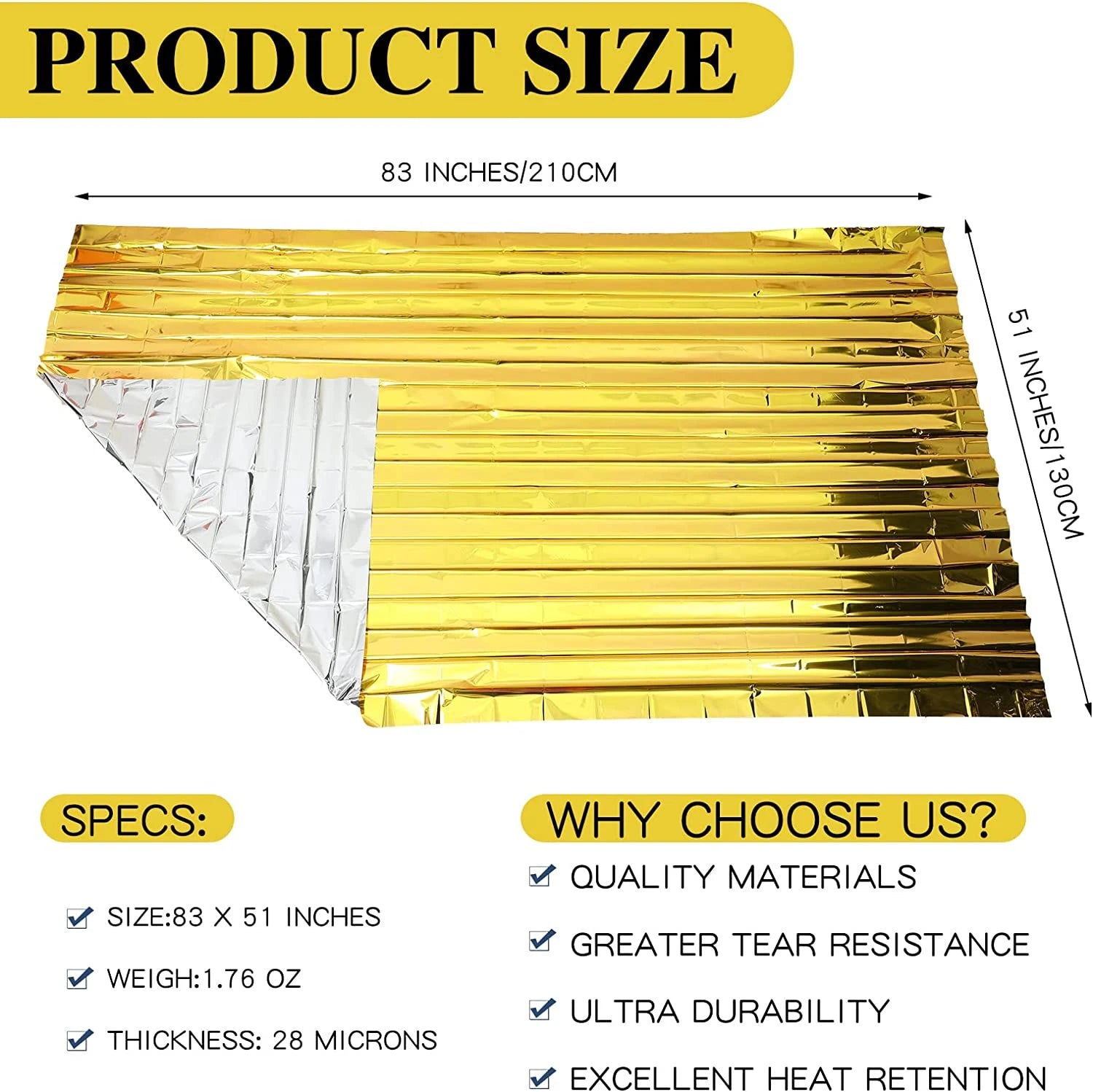 5-30Pc Outdoor Emergency Survival Blanket – Thermal & Waterproof - Image 2