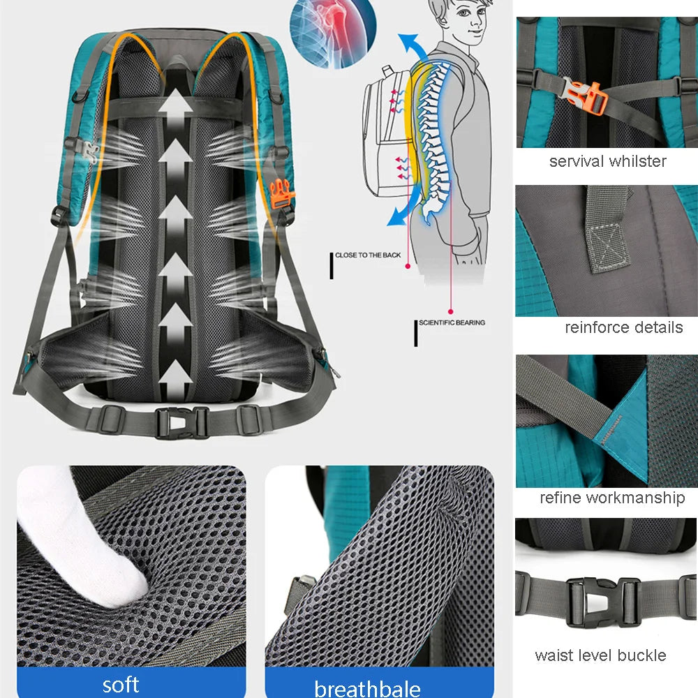 70L Nylon Camping Backpack – Durable Travel Bag for Outdoor Adventures - Image 2