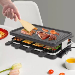 Portable 1300W Electric BBQ Grill with 2 Tiers and Baking Trays