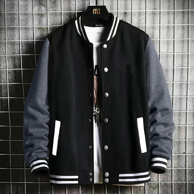 Black Gray White Solid Color Oversize Jacket – Unisex Street Style - Image 6