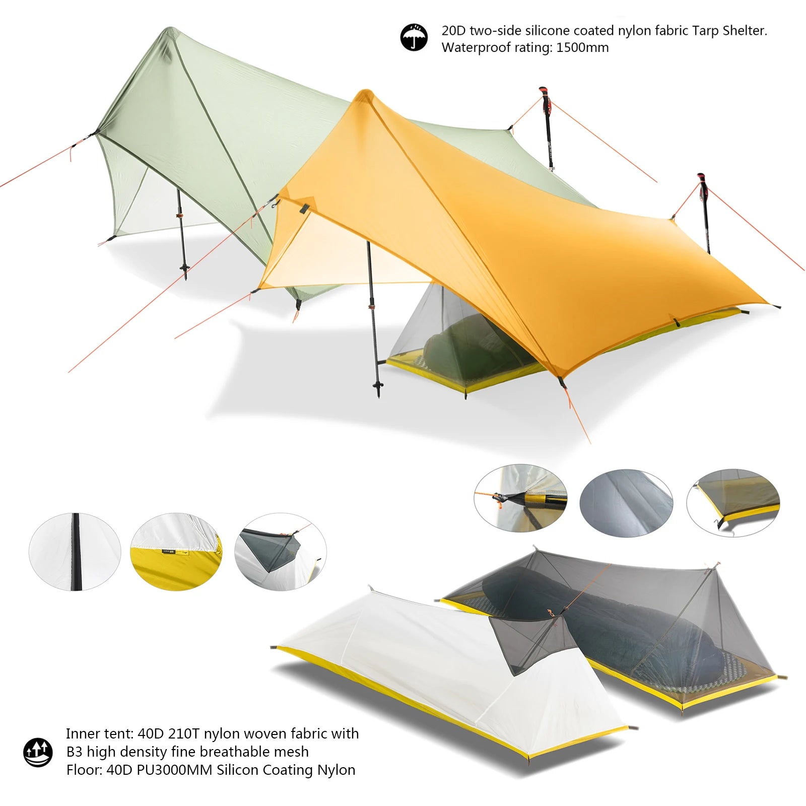 310g Ultralight Camping Shelter Rain Fly Tent – Durable & Waterproof - Image 2