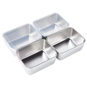 Durable Stainless Steel Food Storage Pan with Lid for Commercial Use