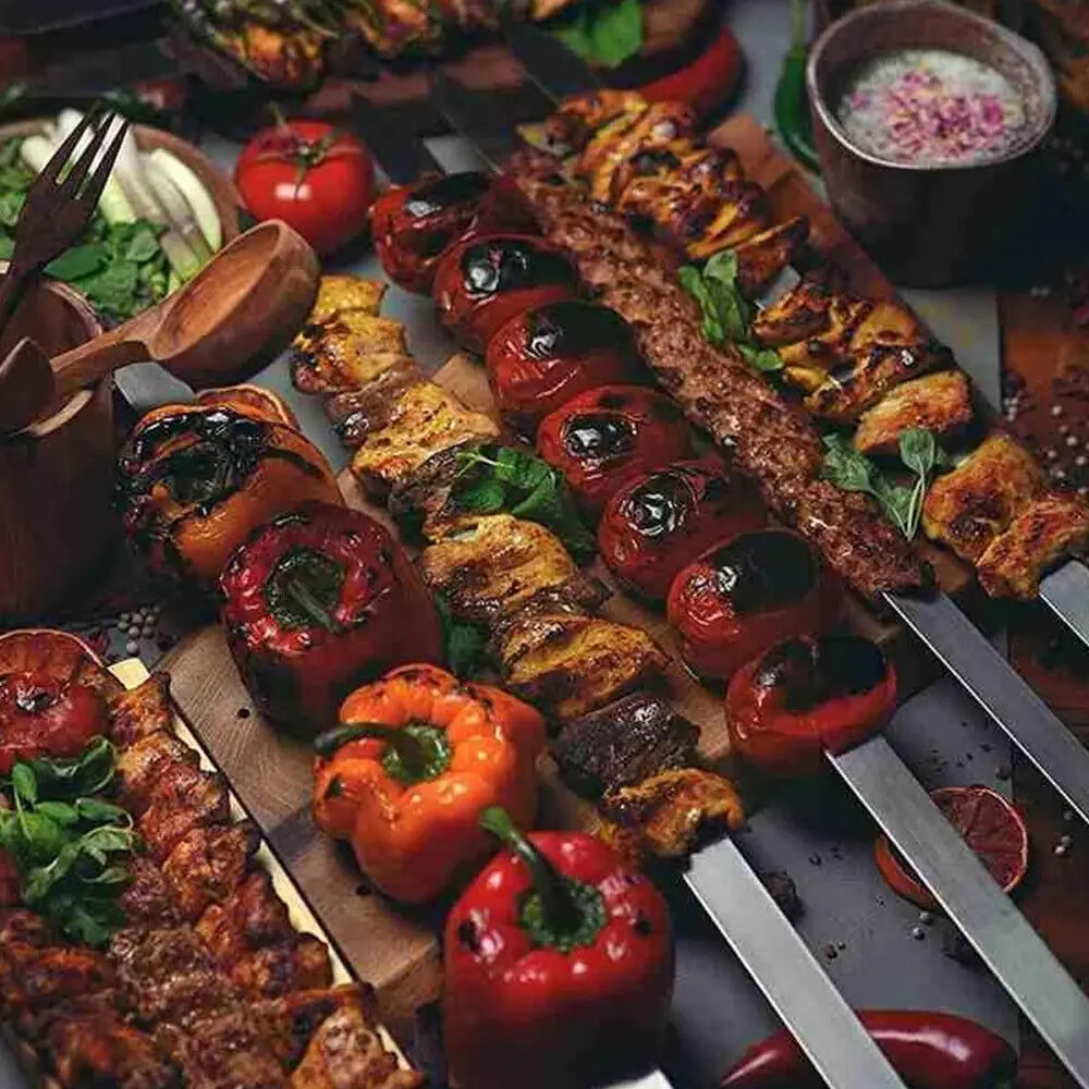 Premium 50cm Stainless Steel BBQ Skewers for Global Grilling Enthusiasts - Image 4